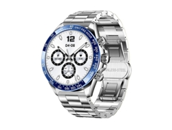Reloj inteligente con llamadas Bluetooth, botón giratorio, monitor de frecuencia cardíaca y presión arterial, plateado, Bestvite