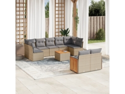Conjunto de 10 sofás de jardín con cojines de mimbre beige de DKD Home Decor