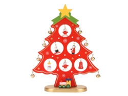 Árbol de Navidad de madera seguro y ecológico con campanas y adornos.