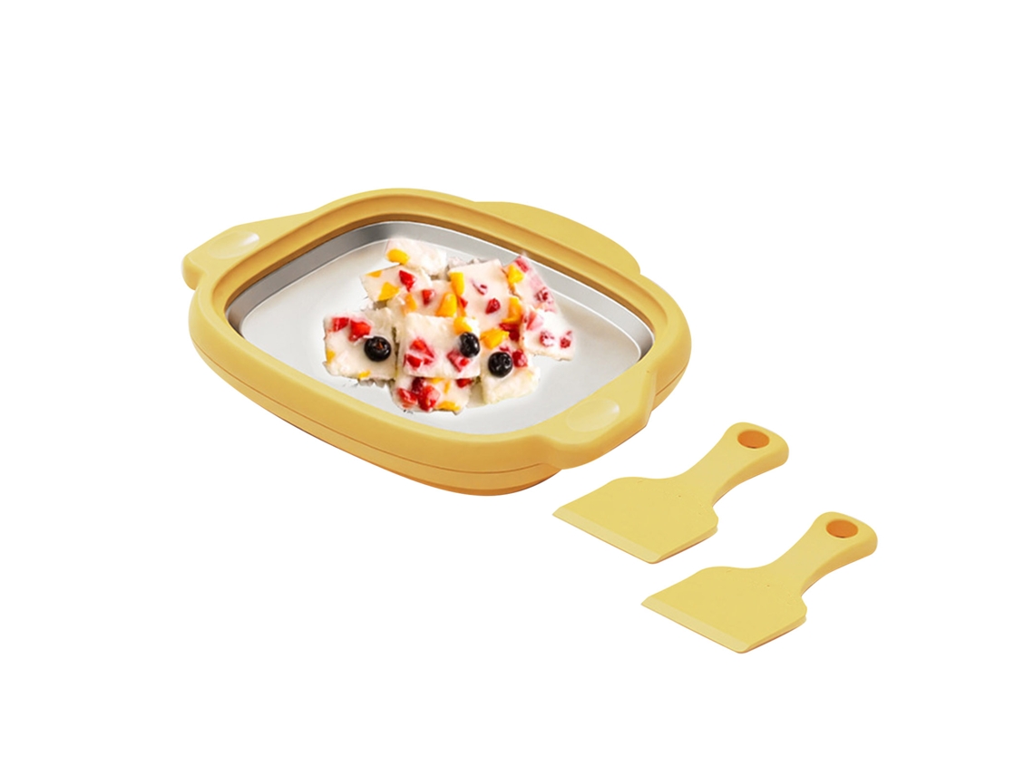 Máquina Multifuncional Para Hacer Helado Enrollado, Pequeña, Eficiente, Para Yogur Helado, Amarilla.