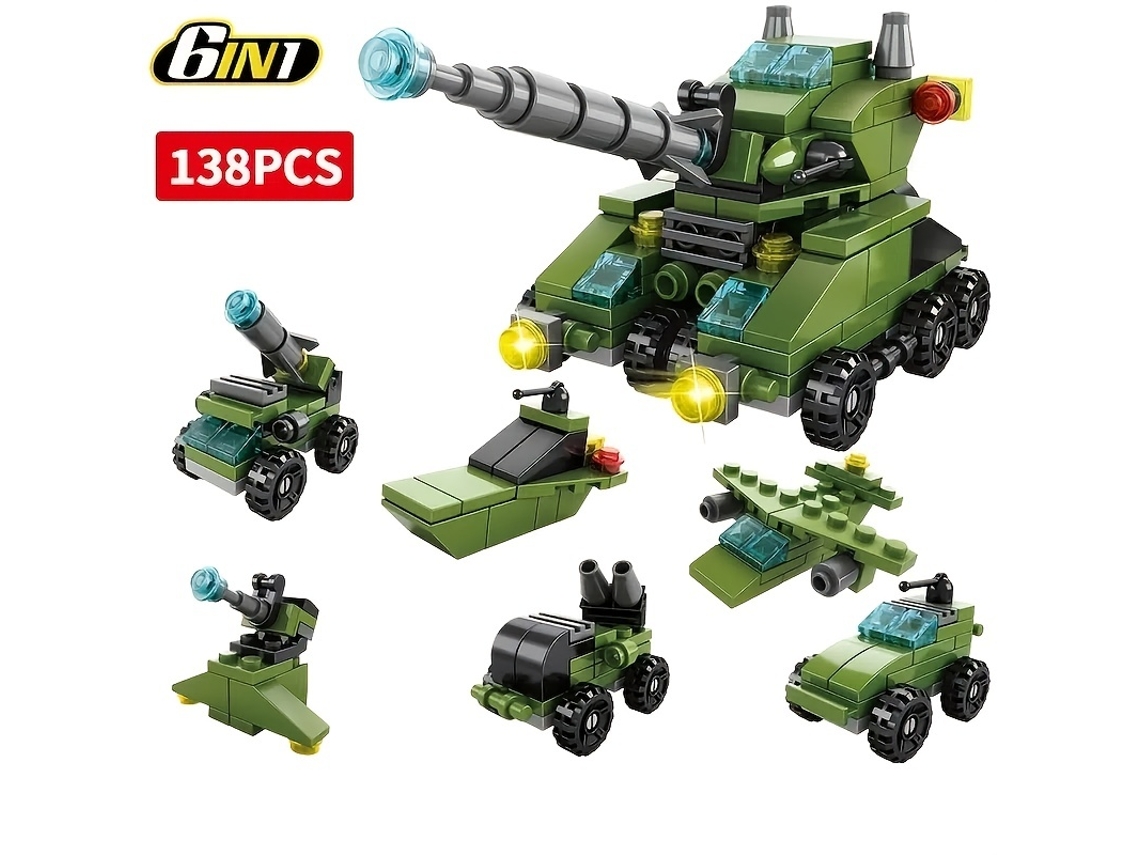 Minibloques de construcción 6 en 1: coche de policía, camión de bomberos y castillo. Kit de construcción DIY. Juguetes educativos para niños. Viewleaf