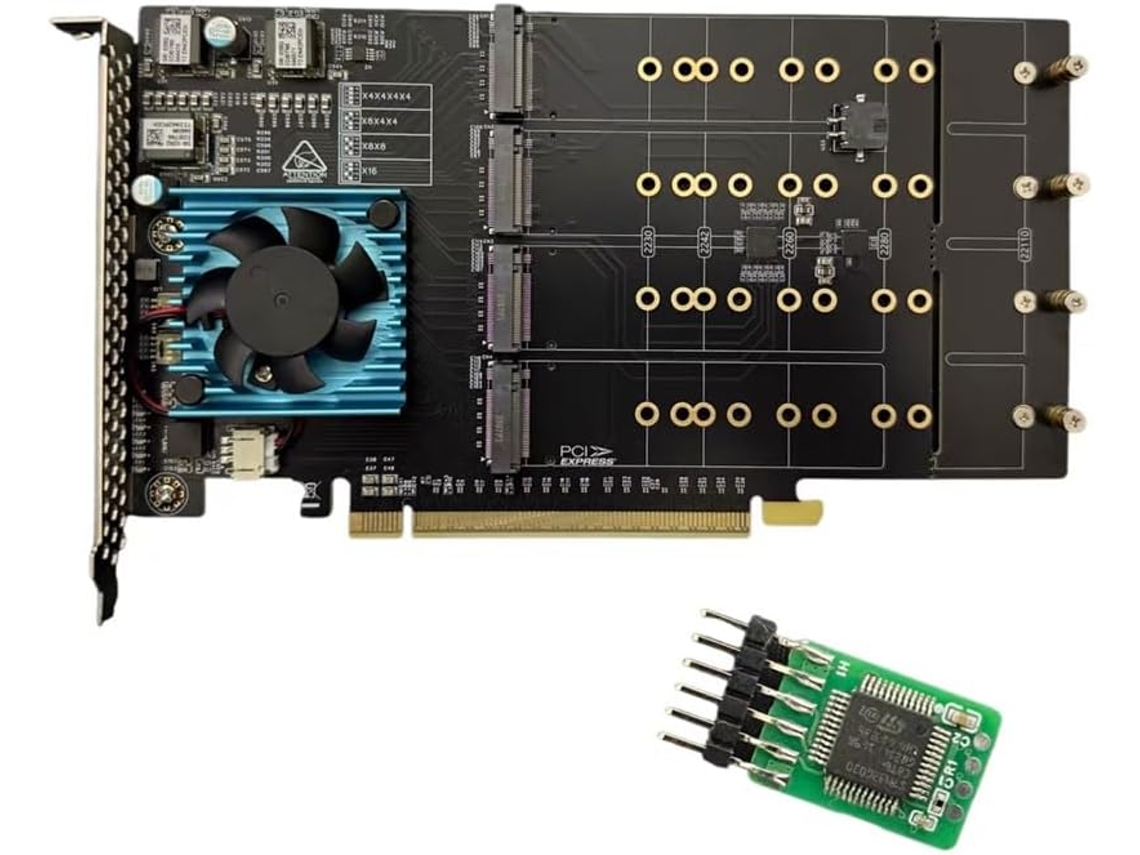 Tarjeta De Expansión Nvme De 8 Discos Plx8749, Disco Duro Y Placa Base Gratuitos, Formato Pci-e Completo