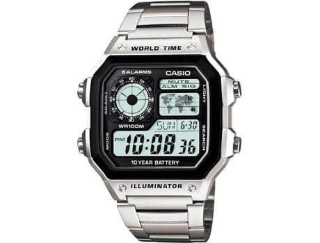 Reloj CASIO AE-1200WHD-1AVDF Mujer (Resina y Acero Inoxidable - Plateado y Negro)