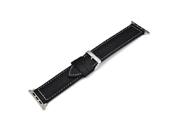 Correa De Piel De Vacuno Litchi Para Iwatch De 42 Mm Con Hebilla Negra.