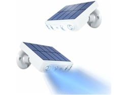2 luces solares para exteriores con sensor de movimiento de 360°, 1200 mAh, resistentes al agua.
