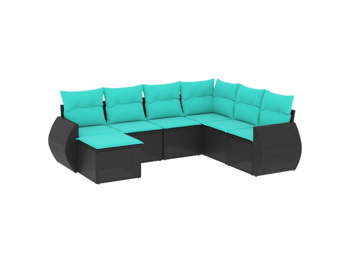 Maison Exclusive - Conjunto De Sofá De Jardín De 7 Piezas Con Cojines, De Poliratán Negro