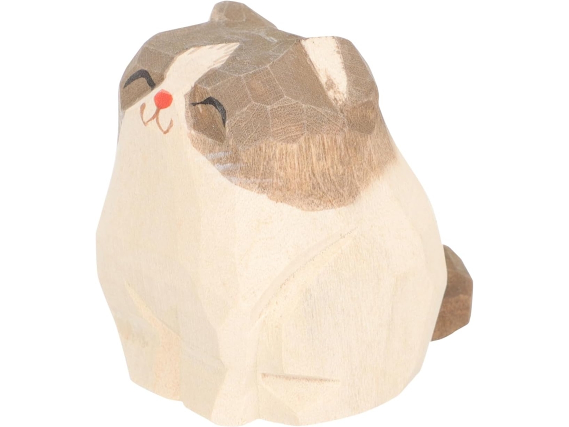 Adornos Gato Tallados Madera 3 Piezas, Decoración Para Amantes Gatos, Mascota Calico,