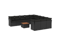 Maison Exclusive - Set De Sofás De Jardín 12 Piezas Cojines Ratán Sintético Negro