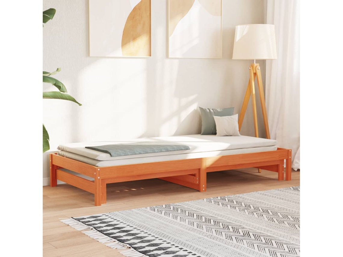 Sofá Cama Nido Madera Maciza De Pino Marrón Cera 80x200 Cm