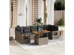 Conjunto de sofás de jardín de 8 piezas DKD Home Decor con cojines de mimbre gris