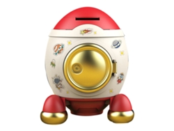 Cerdo Hucha Cohete Espacial Estilo Cómic Oro Rosa Para Niños Regalo Terrorífico