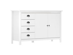 Mesita De Noche Hill Madera Maciza De Pino Blanco 130x40x80 Cm