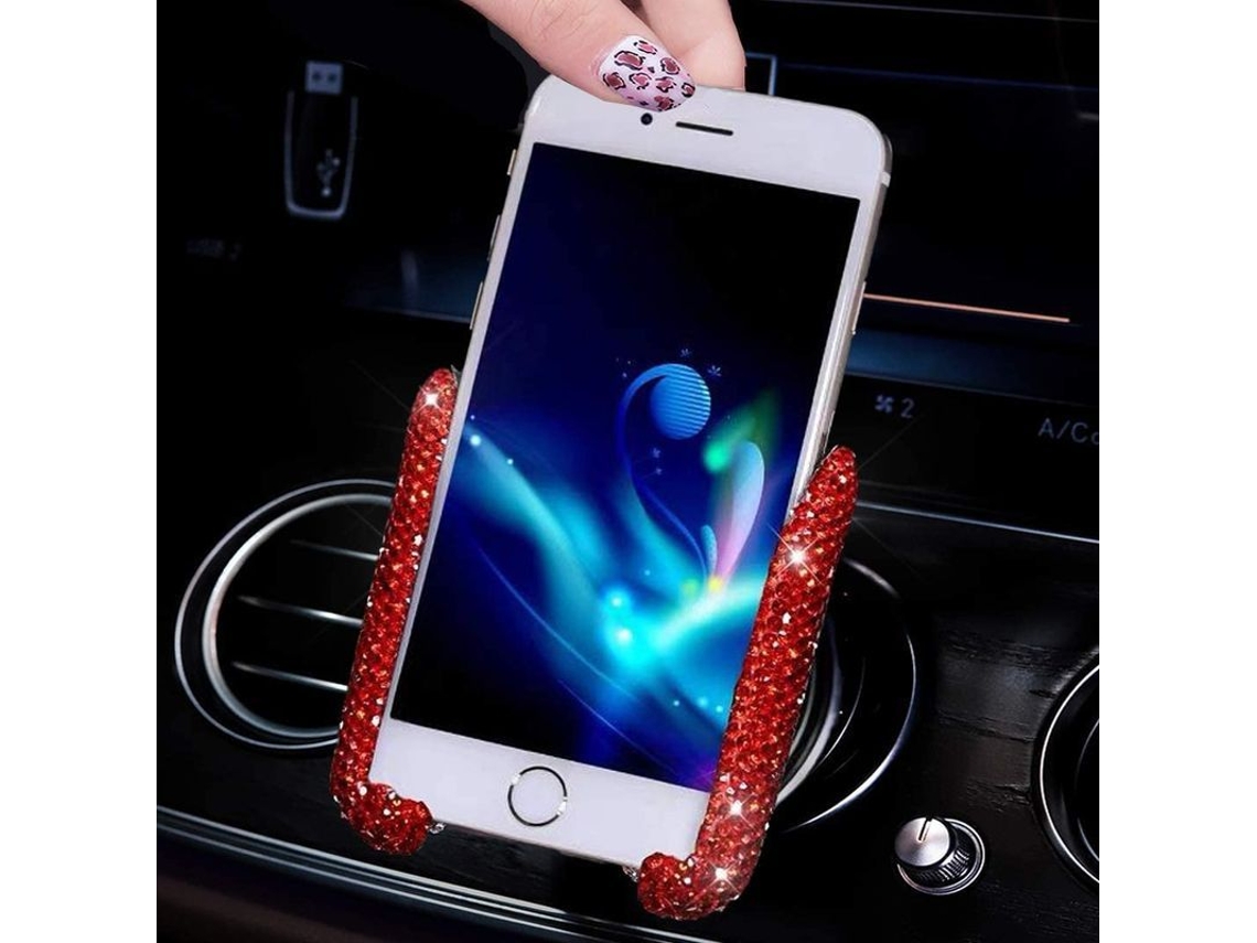 Soporte De Teléfono Para Coche Mini Con Piedras Strass 360° Ajustable Universal Para Aire Acondicionado Y Adhesivo