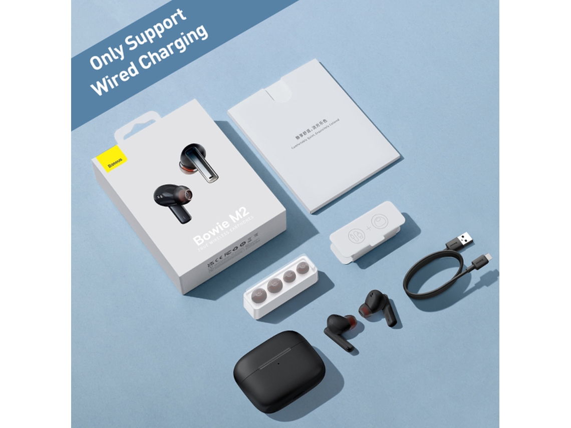 Baseus Bowie M2 ANC TWS Bluetooth 5.2 Auriculares de oido, Auriculares con Noise Cancelling ativo, Baja Latencia, Reducción de ruído ENC de 4 mics
