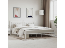 Estructura Cama Sin Colchón Con Cabecero Metal Blanco 200x200cm