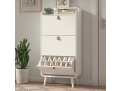 Organizador de zapatos plegable Estrecho Shoes de 3 compartimentos, independiente, con compartimento superior - Blanco