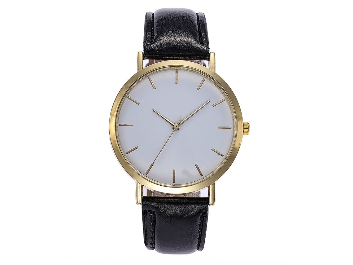 Reloj De Pulsera Analógico De Cuarzo Vansvar Simple Con Correa De Pu Para Mujer Y Hombre Negro