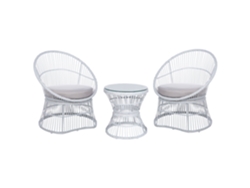 Conjunto de balcón BELIANI Mesyna de Ratán Blanco 64x64x76