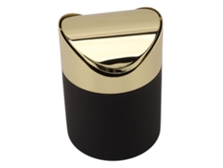 Papelera Pequeña De Acero Inoxidable Para Mesa Con Tapa Dorada, Ideal Para El Hogar Y La Oficina.