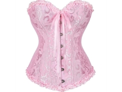 2026-corset Floral Sexy Para Mujer Con Encaje En La Espalda Talla Plus Lencería Bustier Top Aet L Rosa