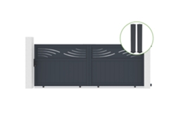 Puerta corredera 3,7m HALTI H.140cm aluminio gris 2 postes 20x20cm H.166cm CASANOOV