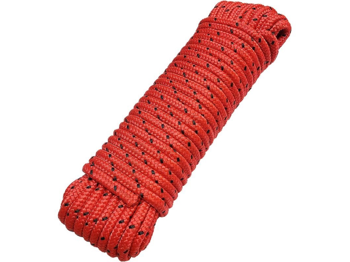 Cuerda De Polipropileno 8 Mm X 20 M Roja Con Hilo Negro, Carga De Rotura 632 Kg