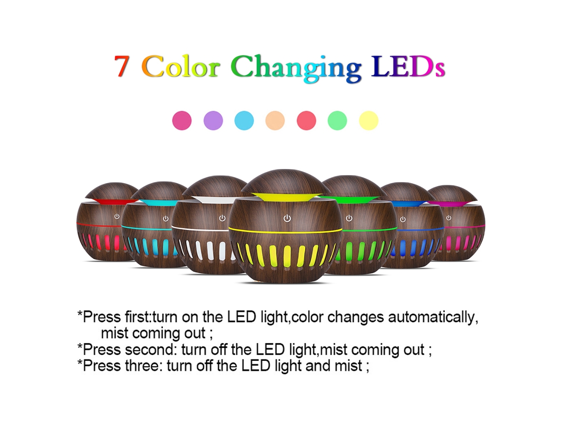 2026-humidificador Aromático Usb Con Niebla Fría Y Luz Nocturna Led Cambio De Color Madera Para Hogar Oficina Aromaterapia