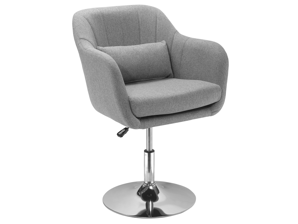Sillón Giratorio De 360°, Altura Regulable, Respaldo, Reposabrazos, Cojín Gris.