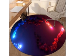 Tapete Cadeira Escritório Gamer Protetor Piso Antiderrapante Madeira Laminado Azulejo Azul Redondo 90 Cm,