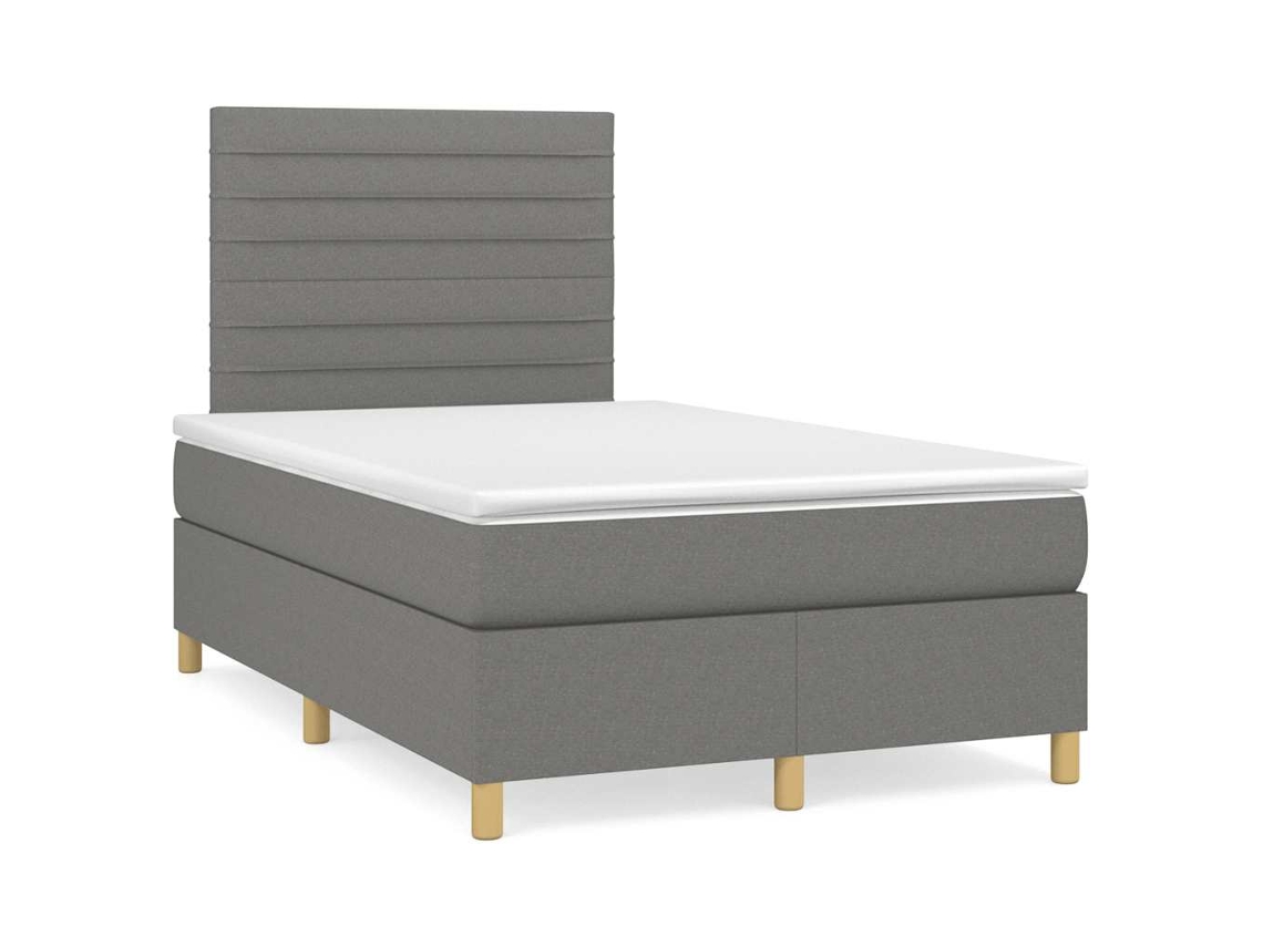 Cama Box Spring Con Colchón Tela Gris Oscuro 120x190 Cm