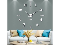 Reloj de pared 3D sin marco, XXL, silencioso, con espejo adhesivo, ideal para decorar el hogar, la oficina y la escuela (plata 14) (2 años de garantía)