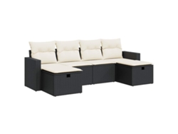 Maison Exclusive - Set De Sofás De Jardín 6 Piezas Y Cojines Ratán Sintético Negro