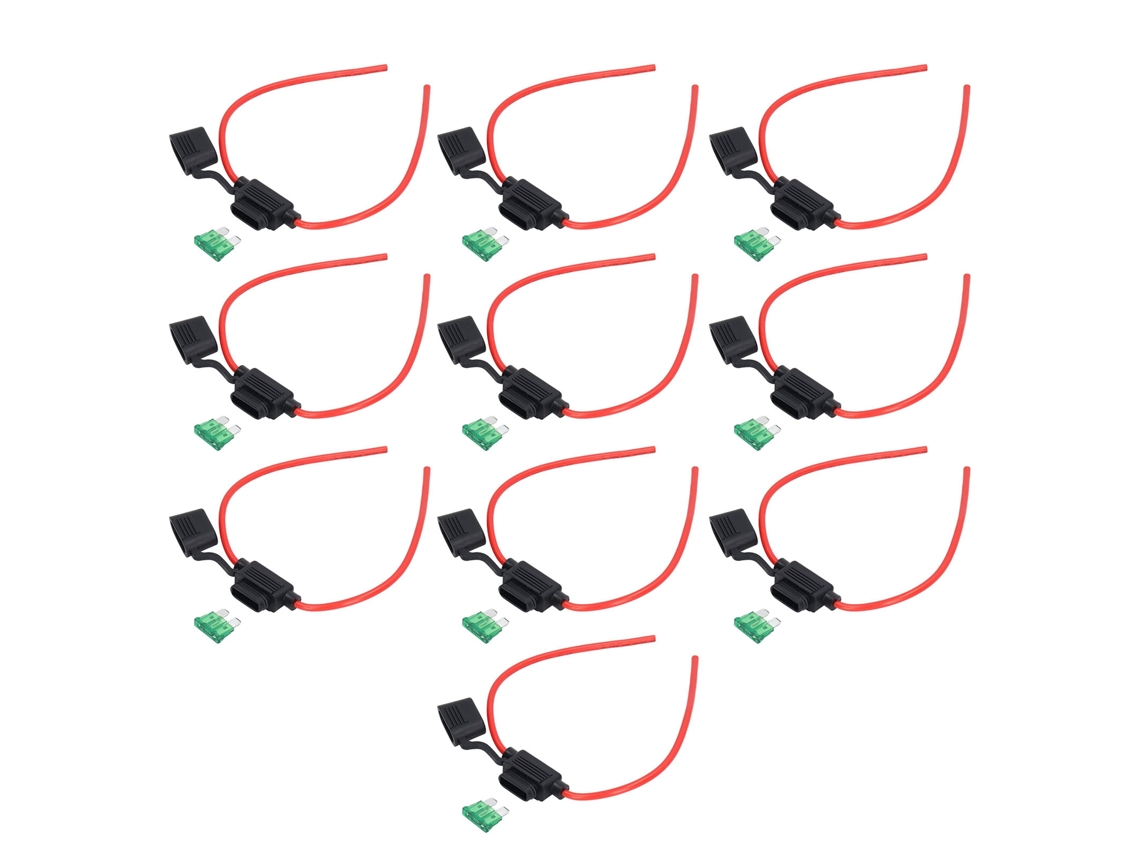 Juego De 10 Portafusibles En Línea De 12 Awg Y 30 A Con Cubierta Impermeable Y Cables De Cobre Puro.
