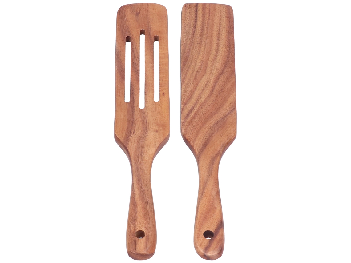 Espátula multifuncional de acero inoxidable para barbacoa con cesta de madera, múltiples usos
