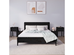 Mesitas de Noche LOVELY HOME Mesinha 2 Pcs 79,5X38X65,5 Cm Pinho Maciço Preto