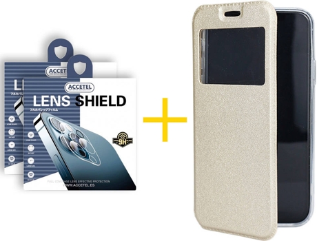 Carcasa + 2 Protectores de Cámara para Samsung Galaxy S21 Plus 5G ACCETEL Dorado