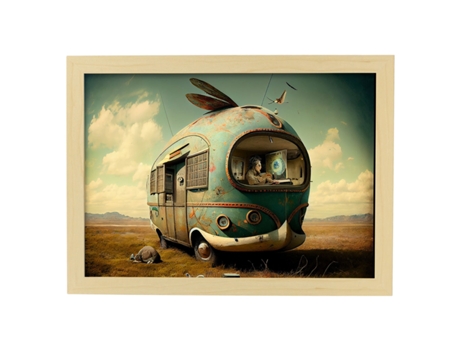 NACNIC Poster Caravana En Estilo Surrealismo Cinematográfico Ilustraciones Y Grabados De Historieta Abstracta Y Artística A4 Marcos Madera