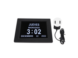 Reloj Digital De 8 Pulgadas Con Calendario Diario, Recordatorio De Medicamentos Y Atenuación Automática, 110-240 V, Enchufe Estadounidense, Negro.