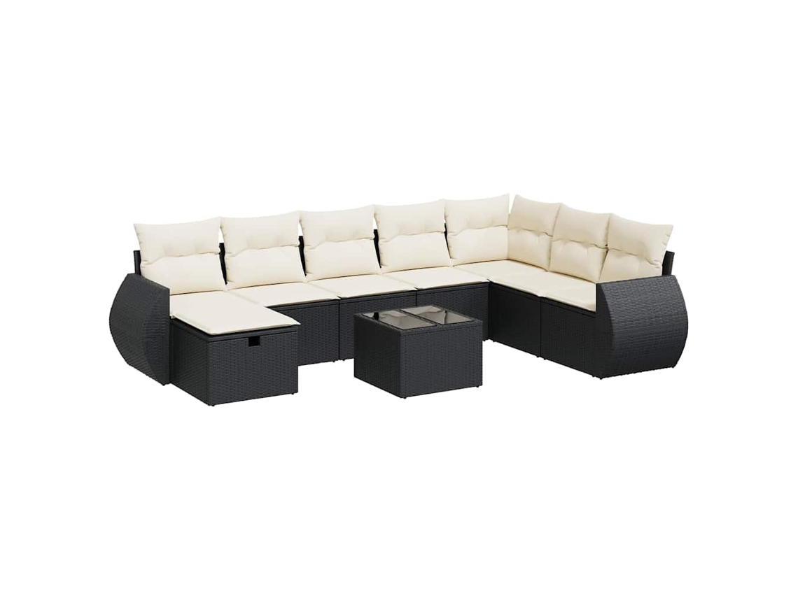 Maison Exclusive - Set De Sofás De Jardín Con Cojines 9 Pzas Ratán Sintético Negro