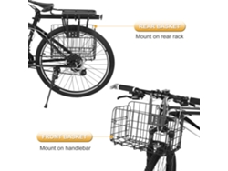 Cesta Plegable De Acero Para Bicicleta Con Cable Desmontable Para Manillar O Portaequipajes Trasero, Cesta De La Compra, Conmutador