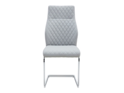 Silla De Comedor 2 Unidades - Respaldo Alto, Asiento Acolchado, Marco Metálico Plateado - Gris Claro