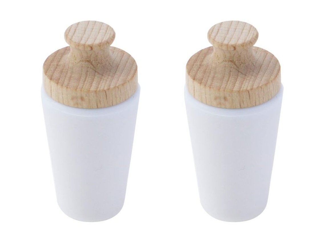 Paquete De 2 Tapones Reutilizables De Madera Maciza Y Silicona Para Vinos, Cervezas Y Otras Bebidas (gris)