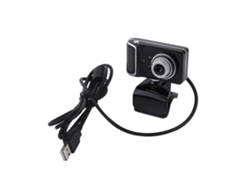 Webcam Hd De 16 Mp Clip-on Con 3 Led Giratorios Cámara De Video Para Pc Color Negro Plata