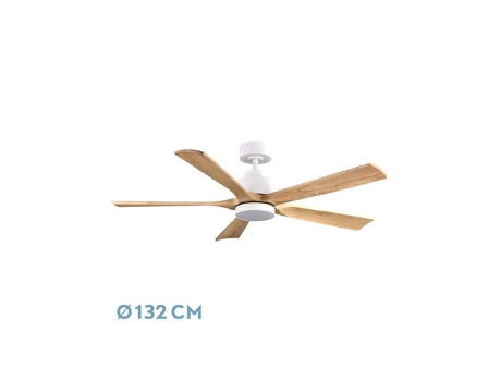 Ventilador DC Cairo 24W Blanco/Haya 5 Aspas FABRILAMP