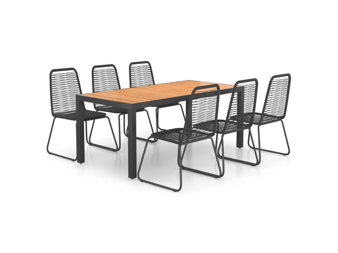 Maison Exclusive - Set De Comedor De Jardín De 7 Piezas Pvc Ratán Negro Y Marrón