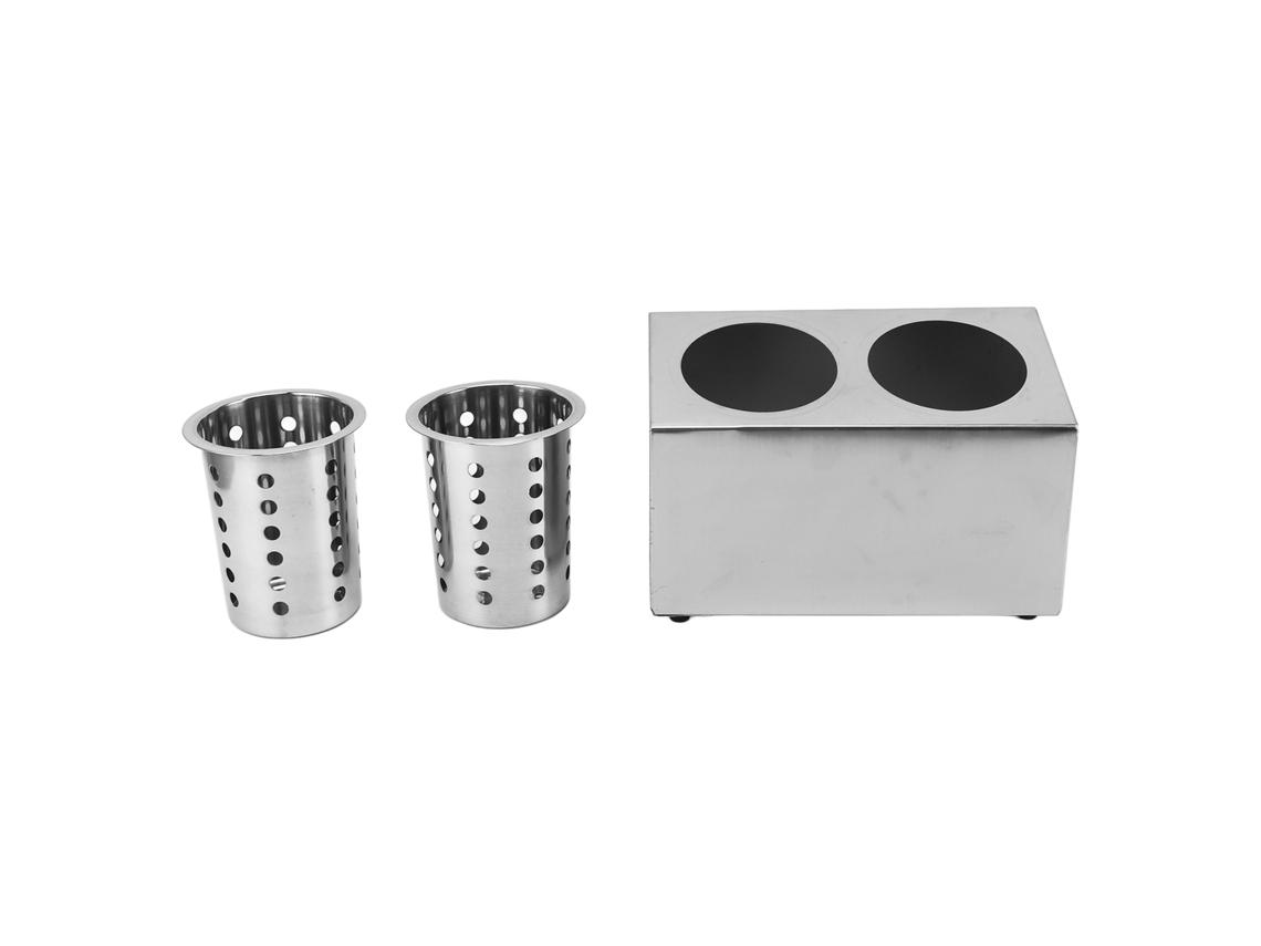 Portavasos De Cocina Multifuncional Con Fondo Antideslizante Acero Inoxidable Para Cuchillos Y Tenedores 2 Huecos