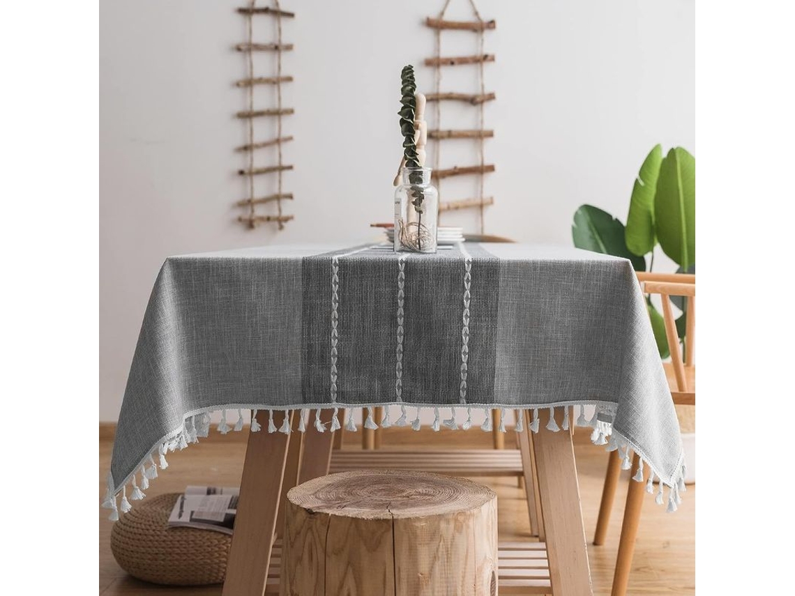 Rebe-mantel Cuadrado Rustico De Algodon Lino Impermeable 55x55 Pulgadas Para Mesa 4 Asientos Fiestas Navidad