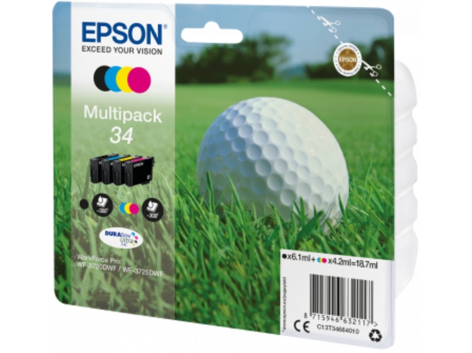 Pack ahorro cartuchos de tinta original EPSON 34, Bola de golf, C13T34664010, T3466