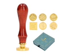Kit de sellos de cera estilo retro europeo con 7 cabezales verdes.