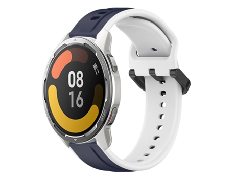 Correa de reloj inteligente para Xiaomi MI Watch Color 2 22 mm Bucle convexo de silicona bicolor (Azul medianoche + Blanco)